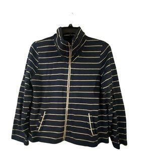 Onque Casual High Neck Nautical Navy Striped Jacket Full Zip